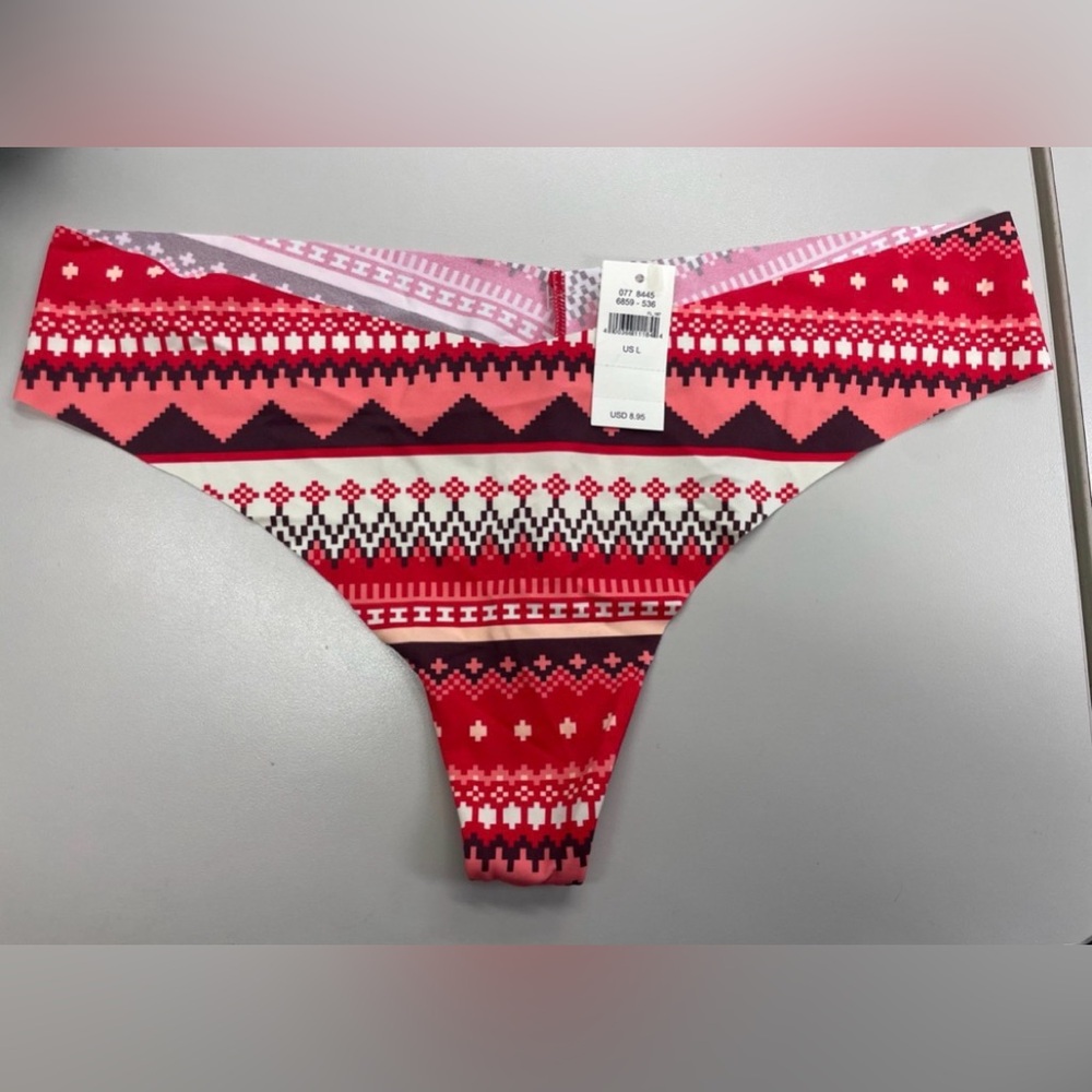 Aerie red cream coral thong underwear large new with tags VALENTINES DAY
